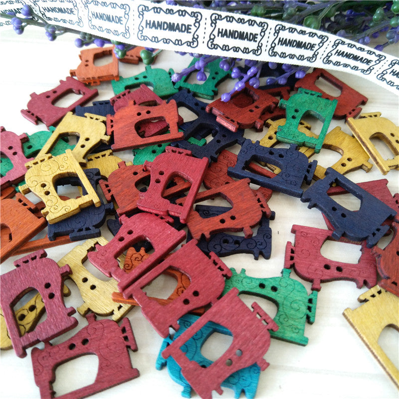 27x20mm Mixed 2 Holes Cartoon European Sewing Machine Style Wood Sewing Buttons Scrapbooking