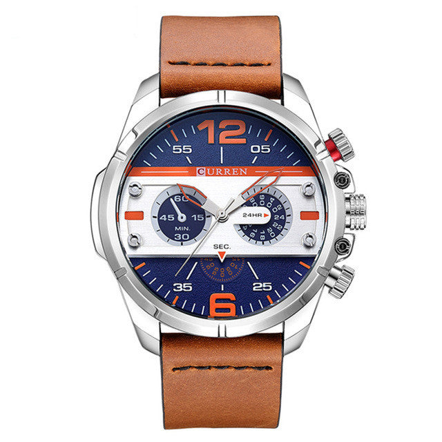 CURREN 8259 Casual Quartz Watches Rubber Band Military Analog Leather Quartz Wrist Watch