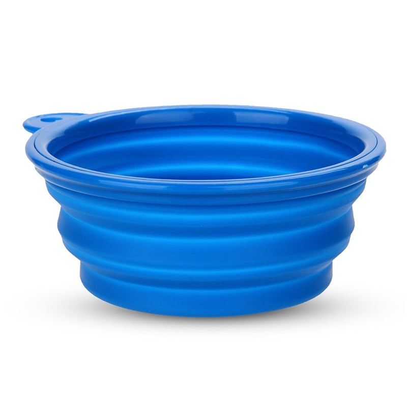Bowl Feeder Foldable Silicone Blue for Dog Cat Pet N5Y6