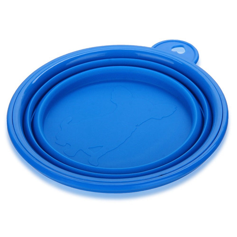 Bowl Feeder Foldable Silicone Blue for Dog Cat Pet N5Y6