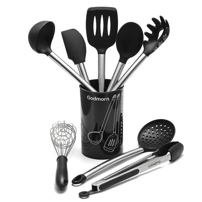 9Pcs/Set Stainless Steel Kitchen Utensils Cooking Non-Stick Baking Tool Silicone Set Kitchen Storage Container