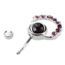 316L Surgical Stainless Steel Navel Piercing + Rhinestone Purple H9C9