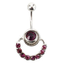 316L Surgical Stainless Steel Navel Piercing + Rhinestone Purple H9C9