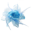 240x180mm blue Flower Feather Fabric Brooch for Deco Woman Evening Dress