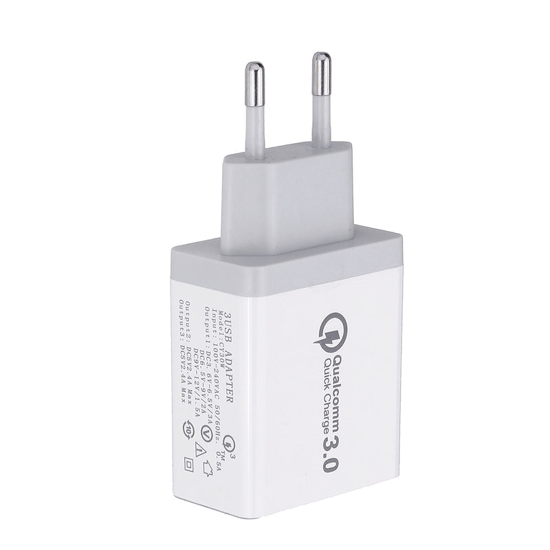 EU 30W QC 3.0 3 USB Ports Charger Power Adapter for Tablet Smartphone