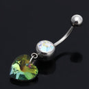 316L Medical Steel Colorful Rhinestone Heart Pendant Navel Belly Button Rin F9Q2