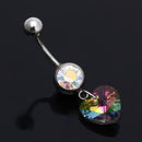 316L Medical Steel Colorful Rhinestone Heart Pendant Navel Belly Button Rin F9Q2