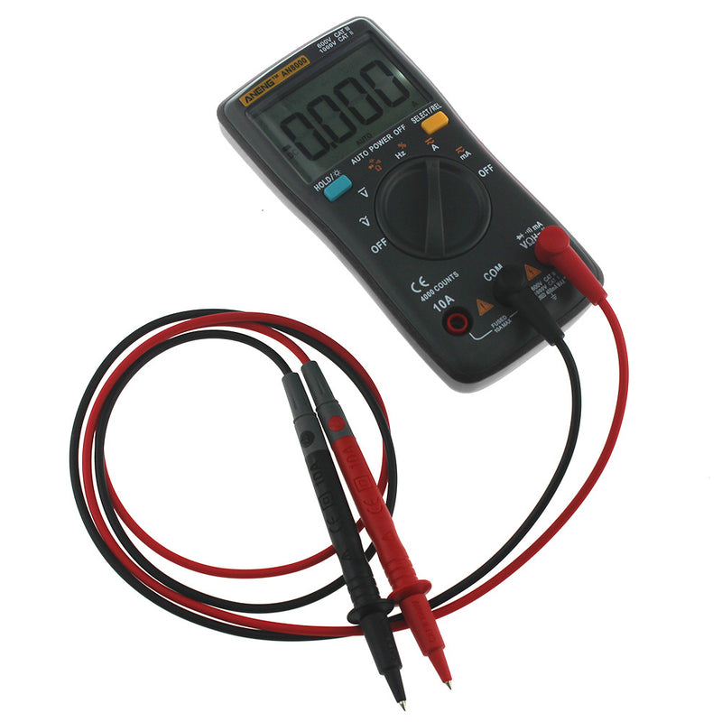 ANENG AN8000 Black Digital Multimeter Voltmeter Ammeter Ohmmeter Volt AC DC Ohm Tester Meter + Test Lead Set