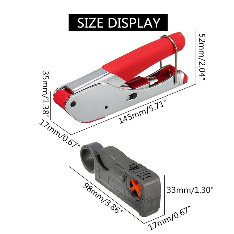 Coaxial Cable Clamper Stripping Clamper Set Net Clamper Set Combination Tool 20 F Connector Coaxial Tool Set Cable Wire Crimper Plier Stripper Compression Clamp
