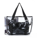 Set 2PCS Women's Handbag Tote Shoulder Bag Transparent PVC Black Fashion B2U5