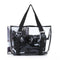 Set 2PCS Women's Handbag Tote Shoulder Bag Transparent PVC Black Fashion B2U5