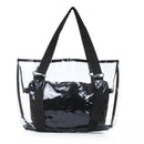 Set 2PCS Women's Handbag Tote Shoulder Bag Transparent PVC Black Fashion B2U5