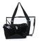 Set 2PCS Women's Handbag Tote Shoulder Bag Transparent PVC Black Fashion B2U5