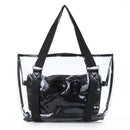 Set 2PCS Women's Handbag Tote Shoulder Bag Transparent PVC Black Fashion B2U5