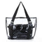 Set 2PCS Women's Handbag Tote Shoulder Bag Transparent PVC Black Fashion B2U5