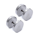 Pair Men's Titanium Steel Barbell Stud Earrings Gothic White 10mm I7V2