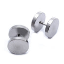 Pair Men's Titanium Steel Barbell Stud Earrings Gothic White 10mm I7V2