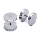 Pair Men's Titanium Steel Barbell Stud Earrings Gothic White 10mm I7V2
