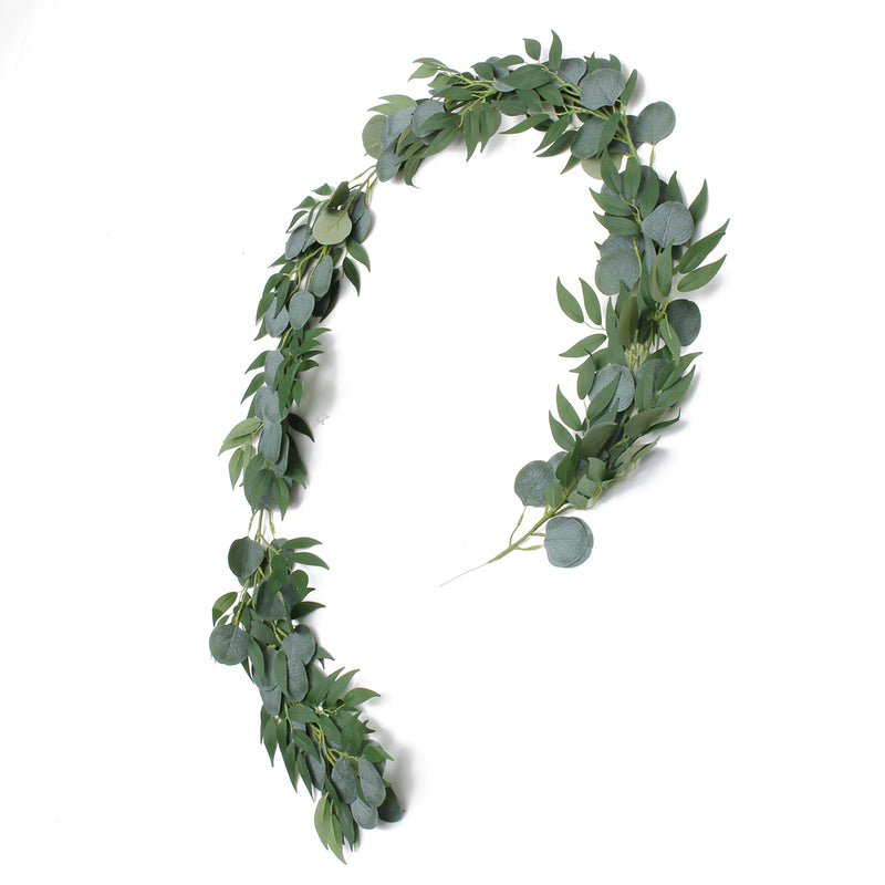 Artificial Silver Dollar Eucalyptus Garland Faux Silk Leaf Vine Greenery Willow Ring Wedding Home Garden Decorations
