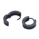 Pair Men's Hoop Huggie Earrings Titanium Steel 4mm x 9mm Black F2C1