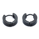 Pair Men's Hoop Huggie Earrings Titanium Steel 4mm x 9mm Black F2C1