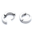 Pair Mens Hoop Huggie Earrings Titanium Steel 4mm x 7mm White A4O3