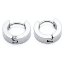 Pair Mens Hoop Huggie Earrings Titanium Steel 4mm x 7mm White A4O3