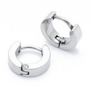 Pair Mens Hoop Huggie Earrings Titanium Steel 4mm x 7mm White A4O3