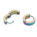 Pair Men's Hoop Huggie Earrings Titanium Steel 4mm x 9mm Multicolor U1Q6