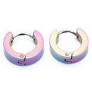 Pair Men's Hoop Huggie Earrings Titanium Steel 4mm x 9mm Multicolor U1Q6