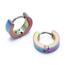 Pair Men's Hoop Huggie Earrings Titanium Steel 4mm x 9mm Multicolor U1Q6