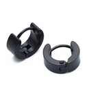 Pair Mens Hoop Huggie Earrings Titanium Steel 4mm x 7mm Black I5U7