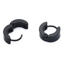 Pair Mens Hoop Huggie Earrings Titanium Steel 4mm x 7mm Black I5U7