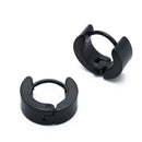 Pair Mens Hoop Huggie Earrings Titanium Steel 4mm x 7mm Black I5U7