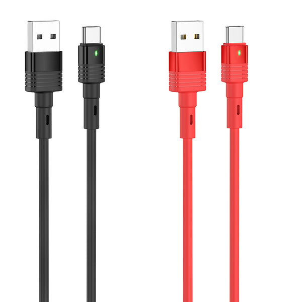 HOCO U82 3A LED Cool Grace Silicone Braid 1.2M Type-C Micro USB Fast Charging Data Cable for Samsung S10+ Xiaomi Redmi Note8 LG HUAWEI