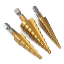Doersupp 3Pcs 3-12m/4-12mm/4-20mm Step Drill Bits Titanium Coated Step Drill Bits Set