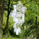 White Lace Flower Dream Catcher Wind Chimes Indian Style Feather Pendant Dream Catcher Decorations
