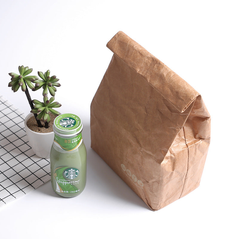 SANNE 6L Brown Paper Lunch Bag Reusable Box Sack Durable Insulated Thermal Kraft Paper Bag Snack