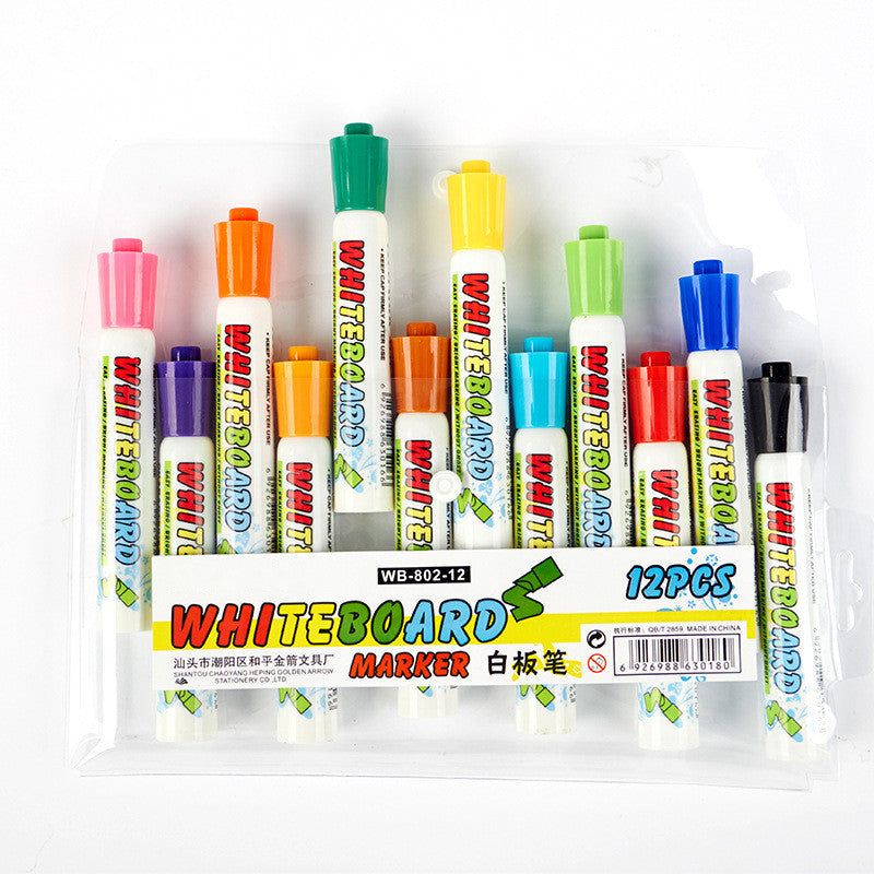 12Pcs White Board Maker Pen Erasable Whiteboard Marker Liquid Chalk Office School Supplies