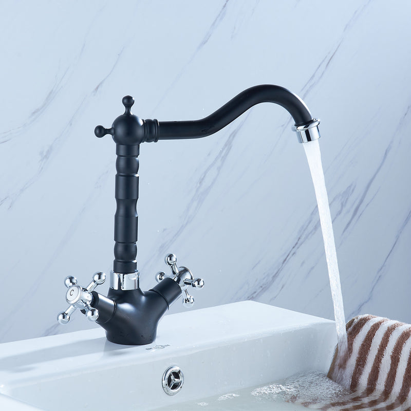 Brass Kitchen Sink Faucet Bathroom Basin Hot & Cold Water Mixer Tap Double Handle