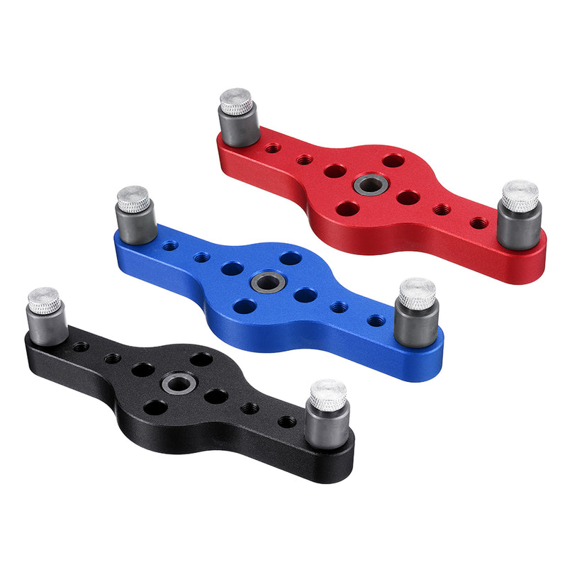 X600-2 Adjustable Aluminum Alloy Self-centering 6 8 10mm Dowel Jig Wood Panel Puncher Hole Locator Beech Center Hole Position Measuring Drilling Woodworking