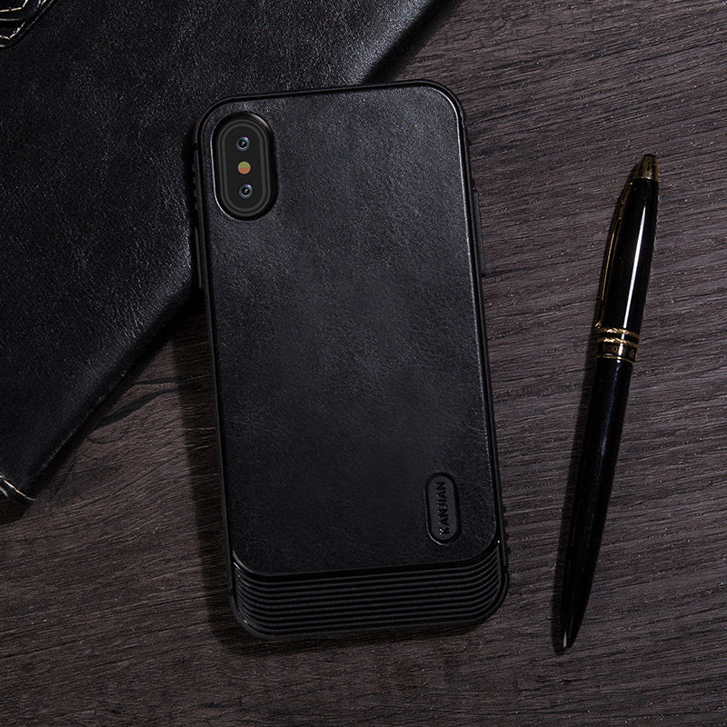 Retro Magnetic Absorption PU Leather Soft TPU Case for iPhone X