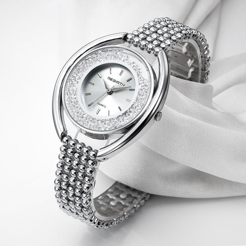 REBIRTH RE079 Fashion Women Quartz Watch Ladies Luxury Diamond Steel Strap Bracelet Watch
