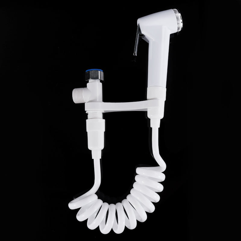 ABS Portable Bidet Sprayer Set Handheld Three Outlet Water Separator Retractable w/ 1.5m Spring 1/2" Hose Adapter Free Mounting Bracket Switch Toilet Cleaning Tool