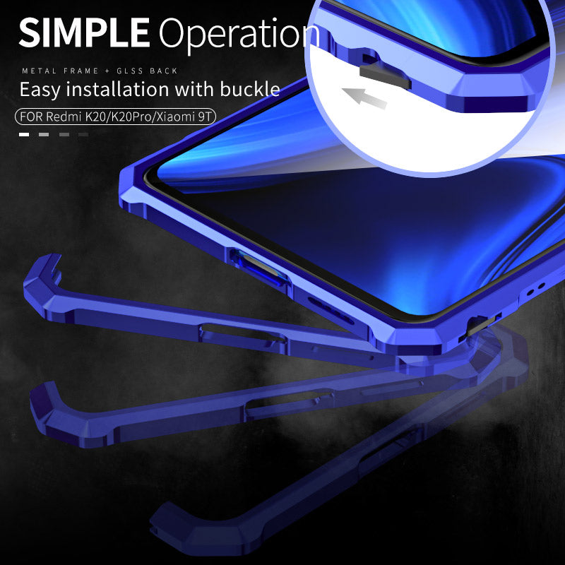 Bakeey Luxury Aluminum frame Metal Bumper&Tempered Glass Back Cover Protective Case for Xiaomi Mi9T / Mi 9T PRO / Redmi K20 / Redmi K20 Pro