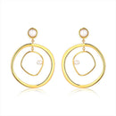 Trendy Pearl Geometric Round Shape Drop Earring Gold Plated Women Earrings
