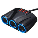 3.1A 12V/24V Car Charger 3-Socket Cigarette Lighter with USB ports Adapter 120W