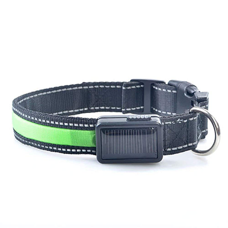 Smart Solar Power USB Charging Electronic LED Flashing Light Safe Nylon Dog Pet Collar for Different