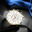 CURREN 8340 Chronograph Calendar Men Wristwatch Mesh Steel Band Quartz Watch