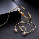 4 Pcs Sweet Bracelet Bangle Set Arrow Geometric Open Adjustable Bangle Bracelet For Women